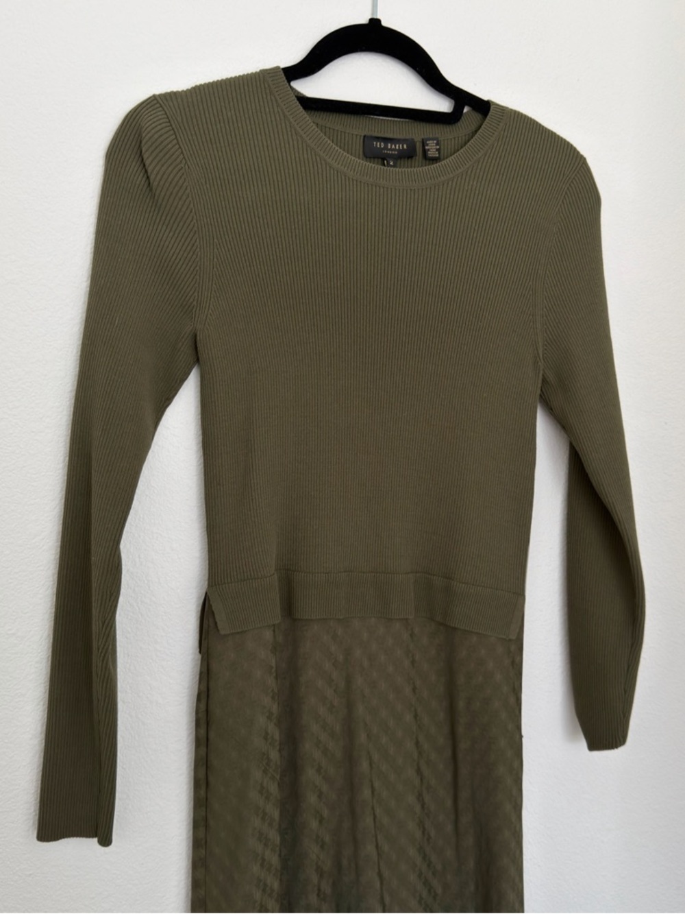 Ted Baker Joowani Olive Green Midi Dress A-Line Side Slit Size Small Women’s - Picture 5 of 10